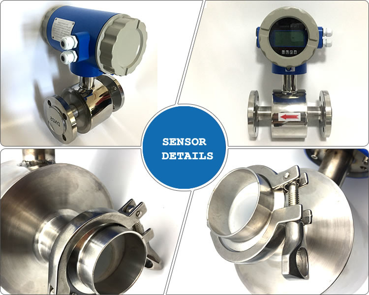 misuratore di portata elettromagnetico igienico magnetico sanitario 3A per industria alimentare della bevanda della birra del latte