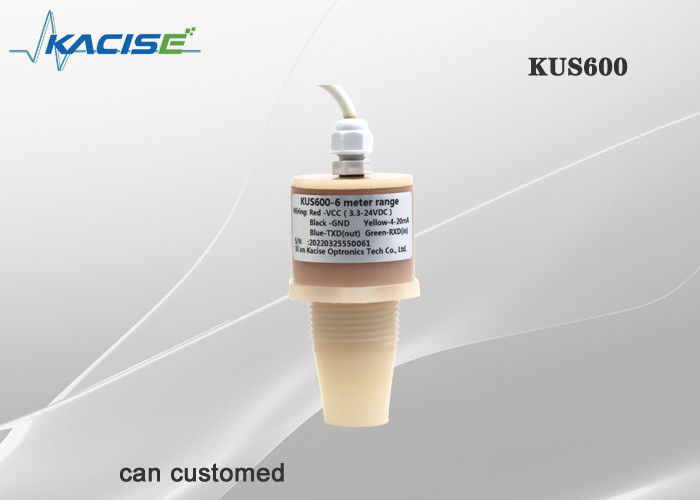 Sensore di livello dell'acqua ad ultrasuoni impermeabile KUS600 IP68 con portata da 0,6 a 5 m e involucro in PVDF