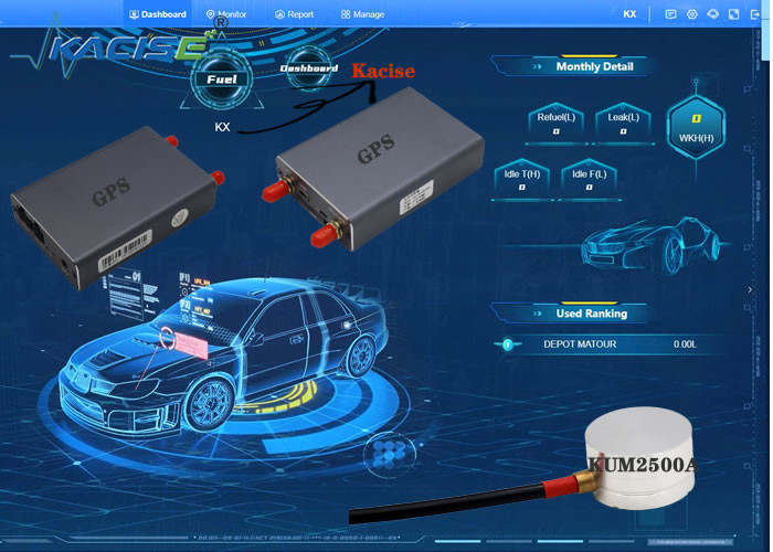 Sensore di livello carburante ad ultrasuoni KUM2500A per rilevamento auto gps tracker produzione cinese senza contatto