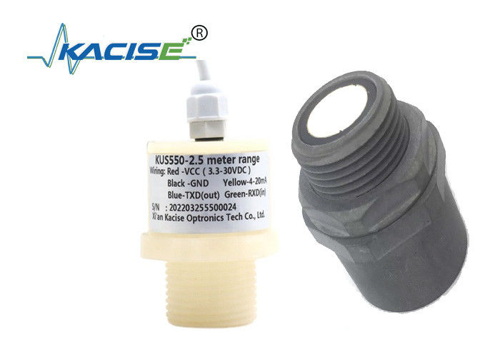 Sensore di livello ad ultrasuoni impermeabile KUS550 PTFE con uscita RS485 e gamma di misurazione di 3 m