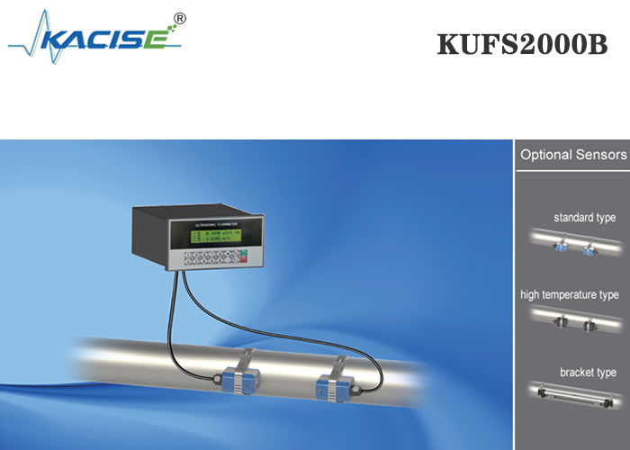 Clamp On Type Ultrasonic Flow Meter Panel Mount KUFS2000B con precisione ≤ 1%