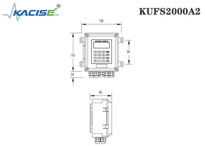 Misuratore di portata ultrasonico di inserzione del supporto della parete KUFS2000A2 per la dimensione DN50 - tubo DN6000