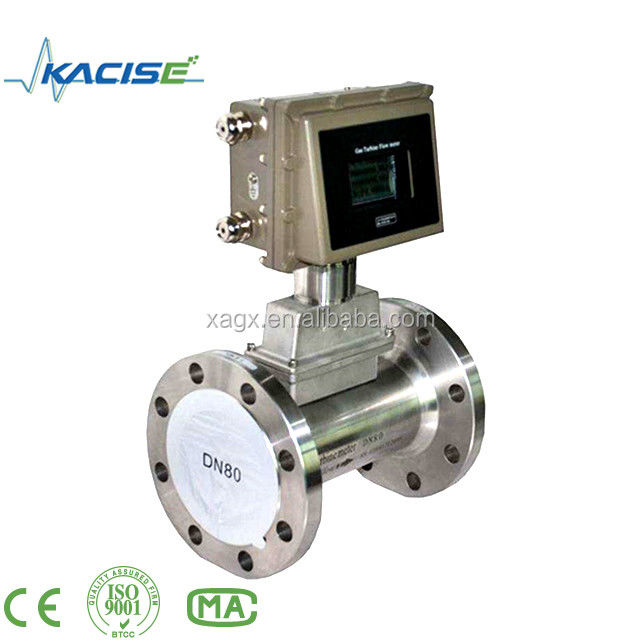 SS304 Misuratore di flusso della turbina a gas per materiali di alloggiamento con ExdIIBT6 a prova di esplosione e misuratore di flusso digitale della turbina con precisione ± 0,75%