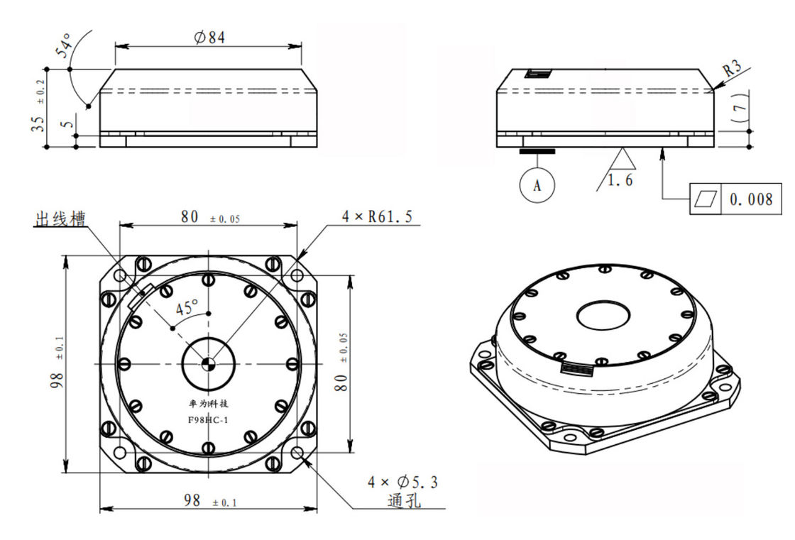 Sensore giroscopico elettronico di precisione con coefficiente di camminata casuale ≤ 0,005o/H^1/2, ripetibilità del fattore di scala ≤ 10ppm e dimensioni compatte di 98×98×35 mm per la navigazione