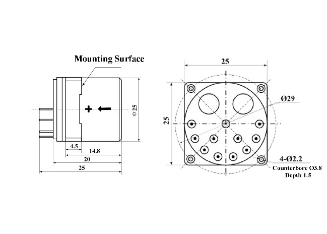 Sensore di accelerazione al quarzo per il monitoraggio delle vibrazioni meccaniche con gamma di ingresso ± 10 g