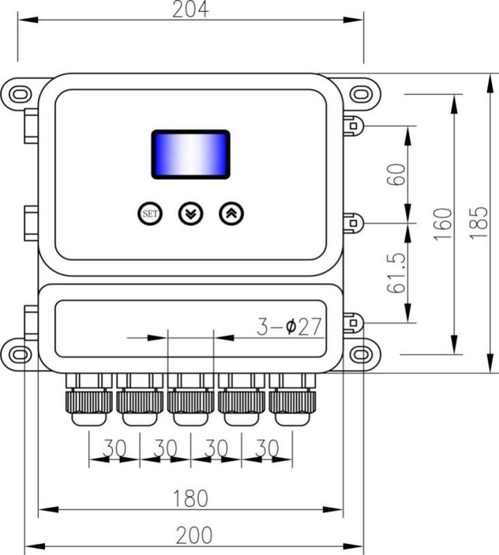 IP65 0-99999.99m3/h Misuratore di flusso ad ultrasuoni con materiale POM ABS Split Shell