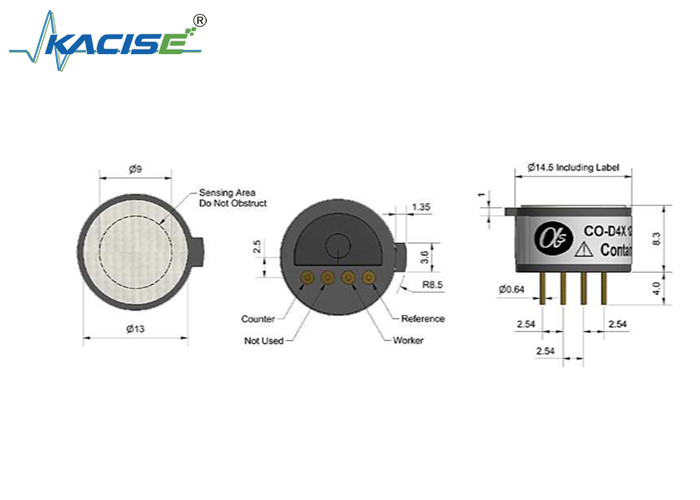 Tempo di risposta veloce 25 Sensore di monossido di carbonio CO-D4X Sensore di dimensioni in miniatura Sensitività 18-45