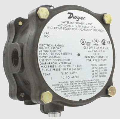 Interruttore di pressione differenziale a prova di esplosione Dwyer (modelli 1950G-0-B-120-NA e 1950G-00-B-240)