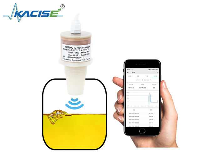 PVDF 5m misuratore di livello dell'acqua ad ultrasuoni intelligente 5V uscita RS485 sensore di livello liquido KUS600