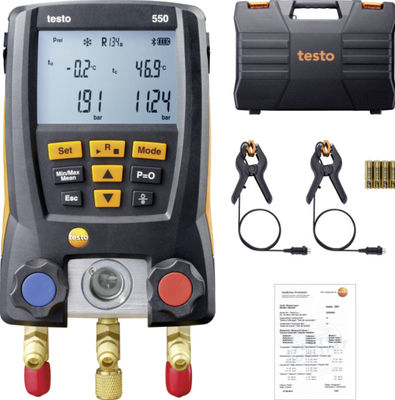 Testo 550 Kit di ripiegamento digitale del refrigerante con connettività Bluetooth 60 profili del refrigerante e design robusto